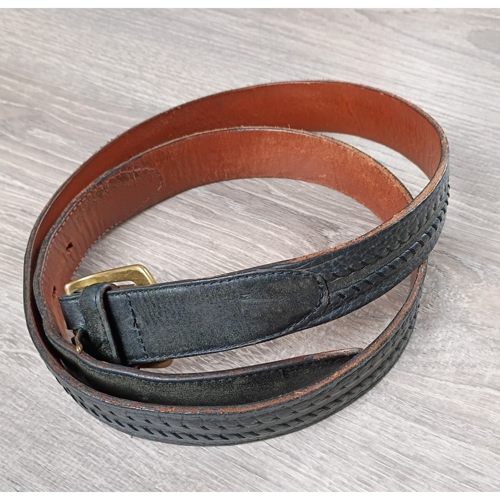 H.S. Trask Genuine American Bison Leather Belt USA Western Buck Lace Patina